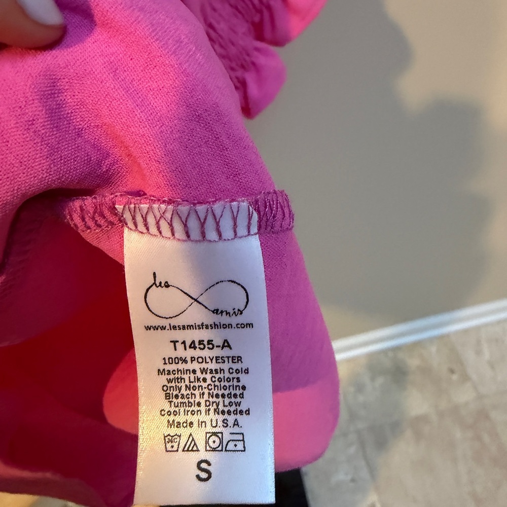 Pink Ruffle-Neck Puff Sleeve Blouse - Picture 3 of 3